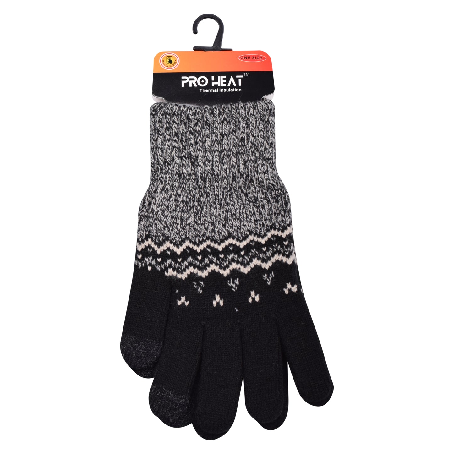 Mens Pro Heat Geometric Zigzag Knitted Gloves (12 Pairs)