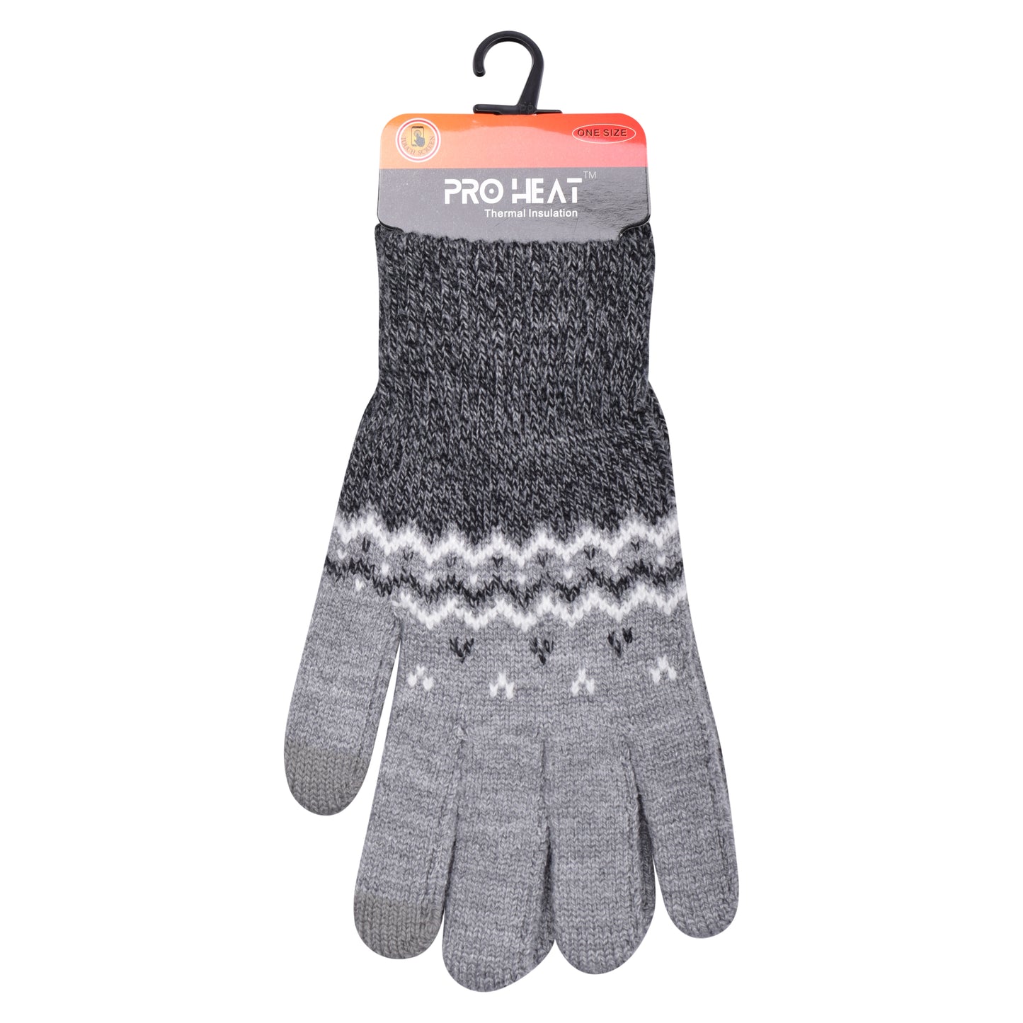 Mens Pro Heat Geometric Zigzag Knitted Gloves (12 Pairs)