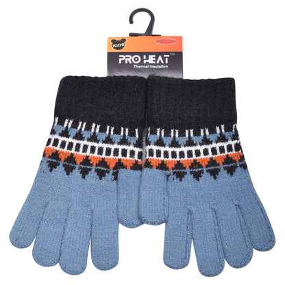 PRO HEAT™ Kids Thermal Magic Gloves - Fair Isle (Assorted Colours)