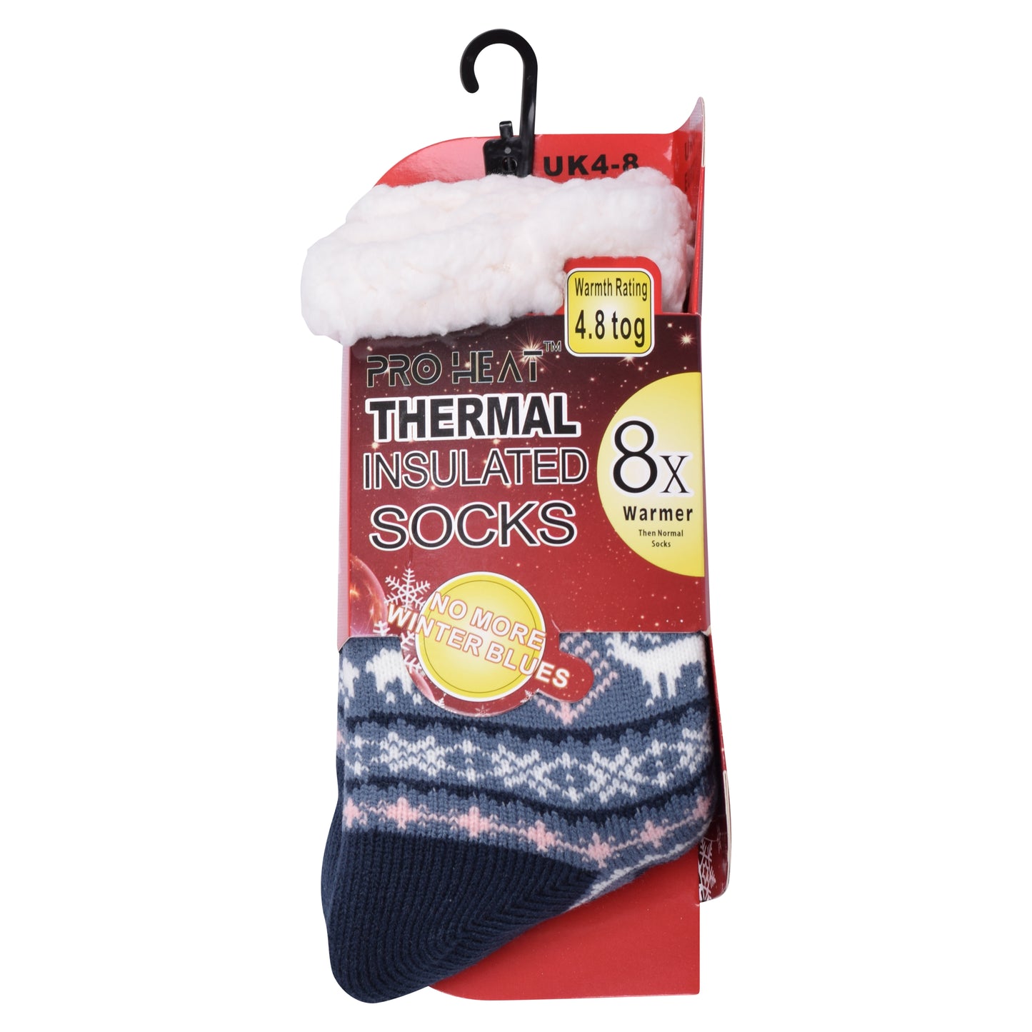 Ladies 4.8 TOG Cosy Slipper Socks - Big Snowflake