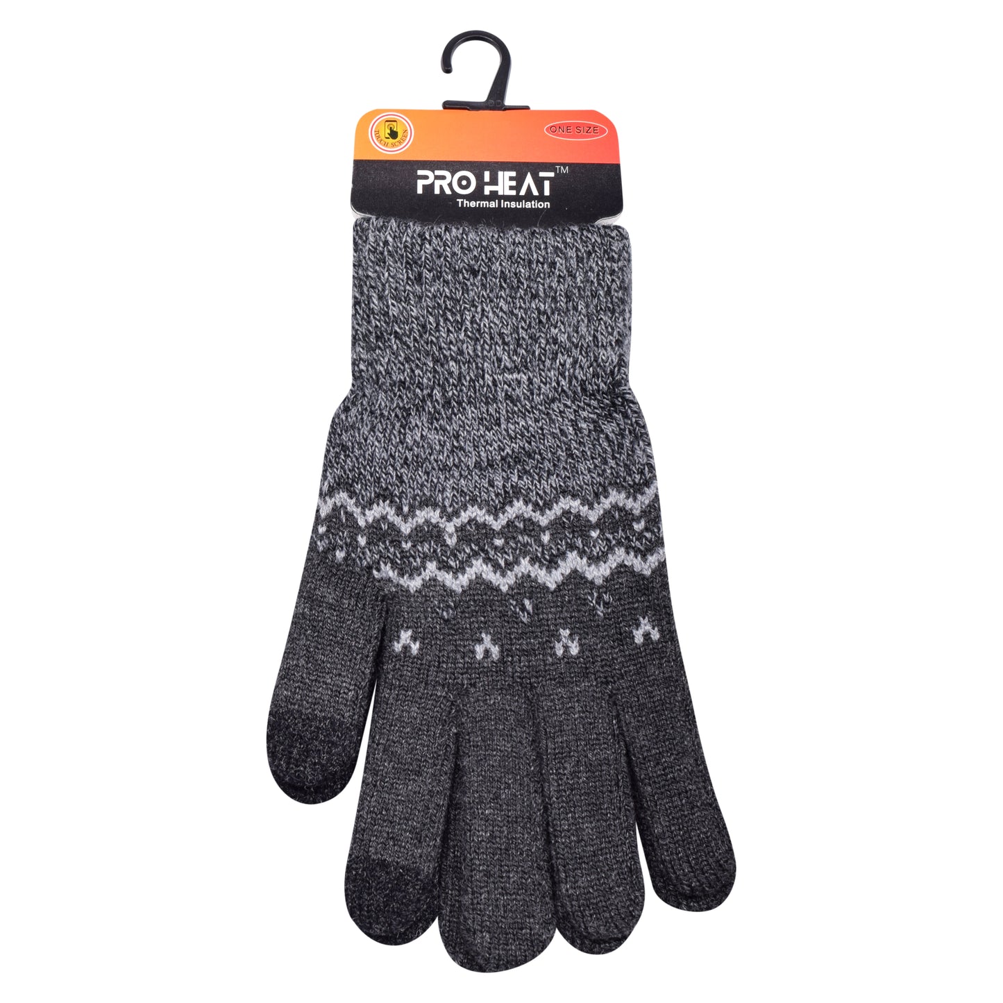 Mens Pro Heat Geometric Zigzag Knitted Gloves (12 Pairs)