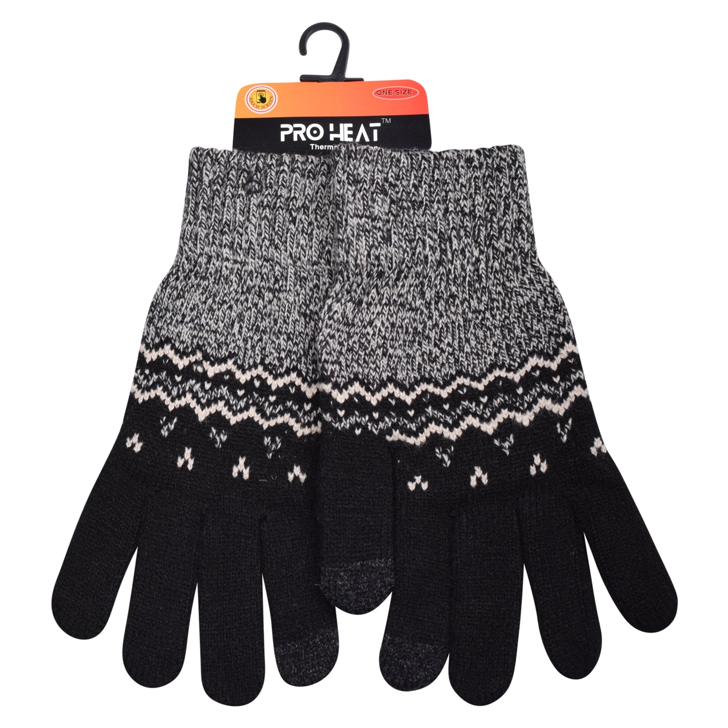 Mens Pro Heat Geometric Zigzag Knitted Gloves (12 Pairs)