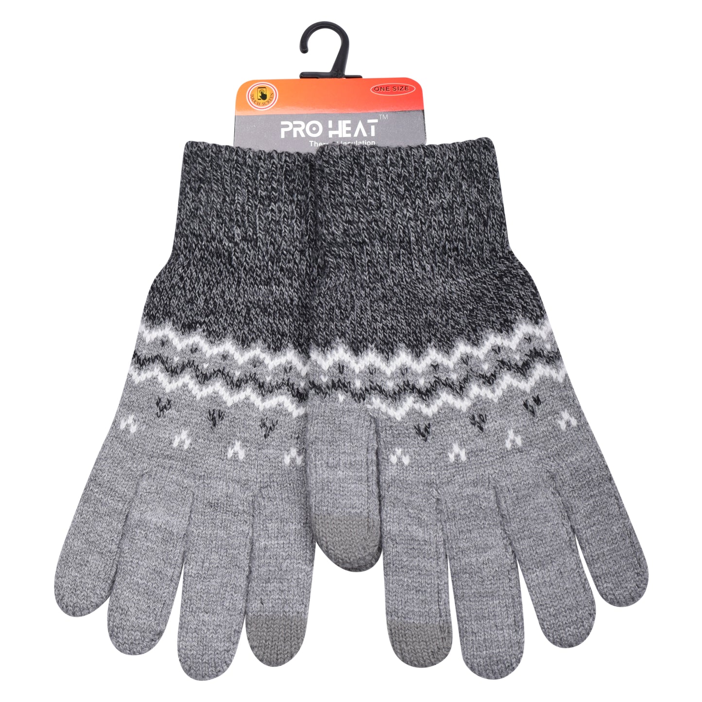 Mens Pro Heat Geometric Zigzag Knitted Gloves (12 Pairs)