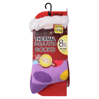 Ladies 4.8 TOG Cosy Slipper Socks - Colourful Polka Dot