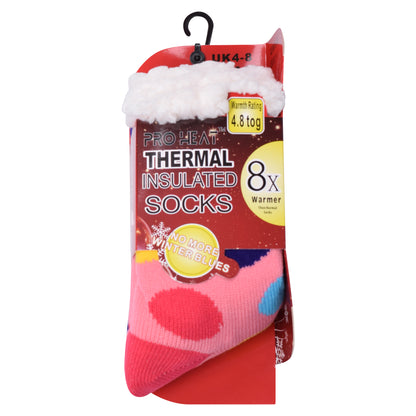 Ladies 4.8 TOG Cosy Slipper Socks - Colourful Polka Dot