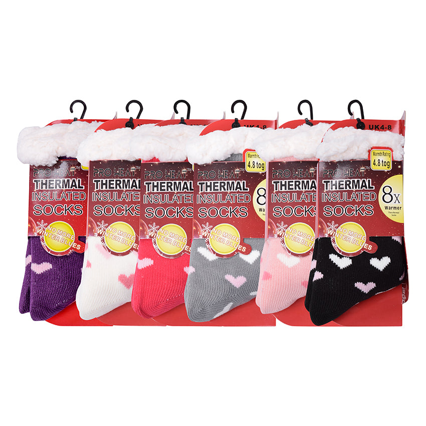 Ladies 4.8 TOG Cosy Slipper Socks - Two Tone Hearts