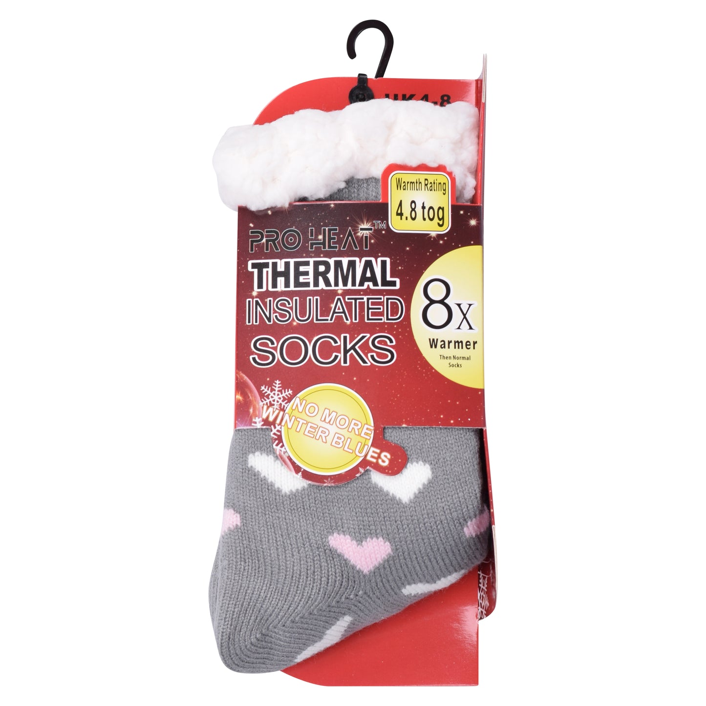 Ladies 4.8 TOG Cosy Slipper Socks - Two Tone Hearts