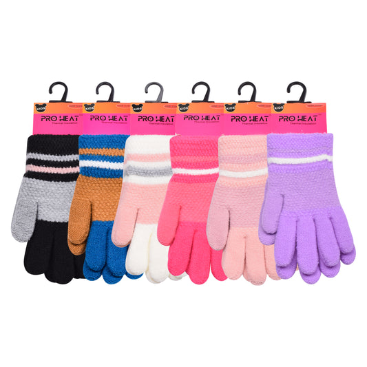 PRO HEAT™ Kids Thermal Magic Gloves - Striped (Assorted Colours)