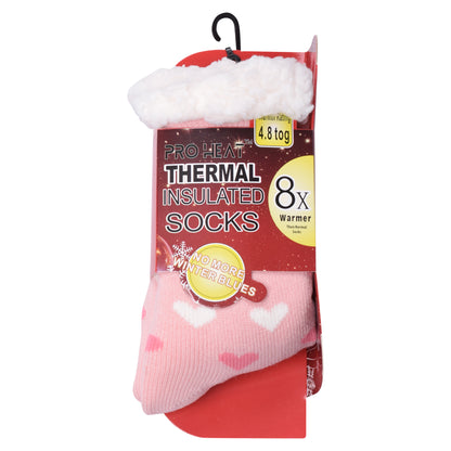 Ladies 4.8 TOG Cosy Slipper Socks - Two Tone Hearts
