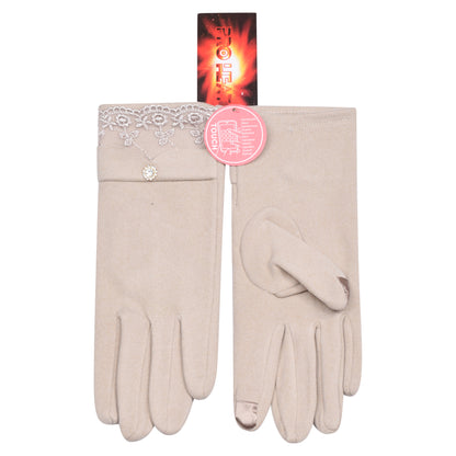 Ladies Cotton Laced Elegance Touchscreen Gloves - Assorted (12 Pairs)