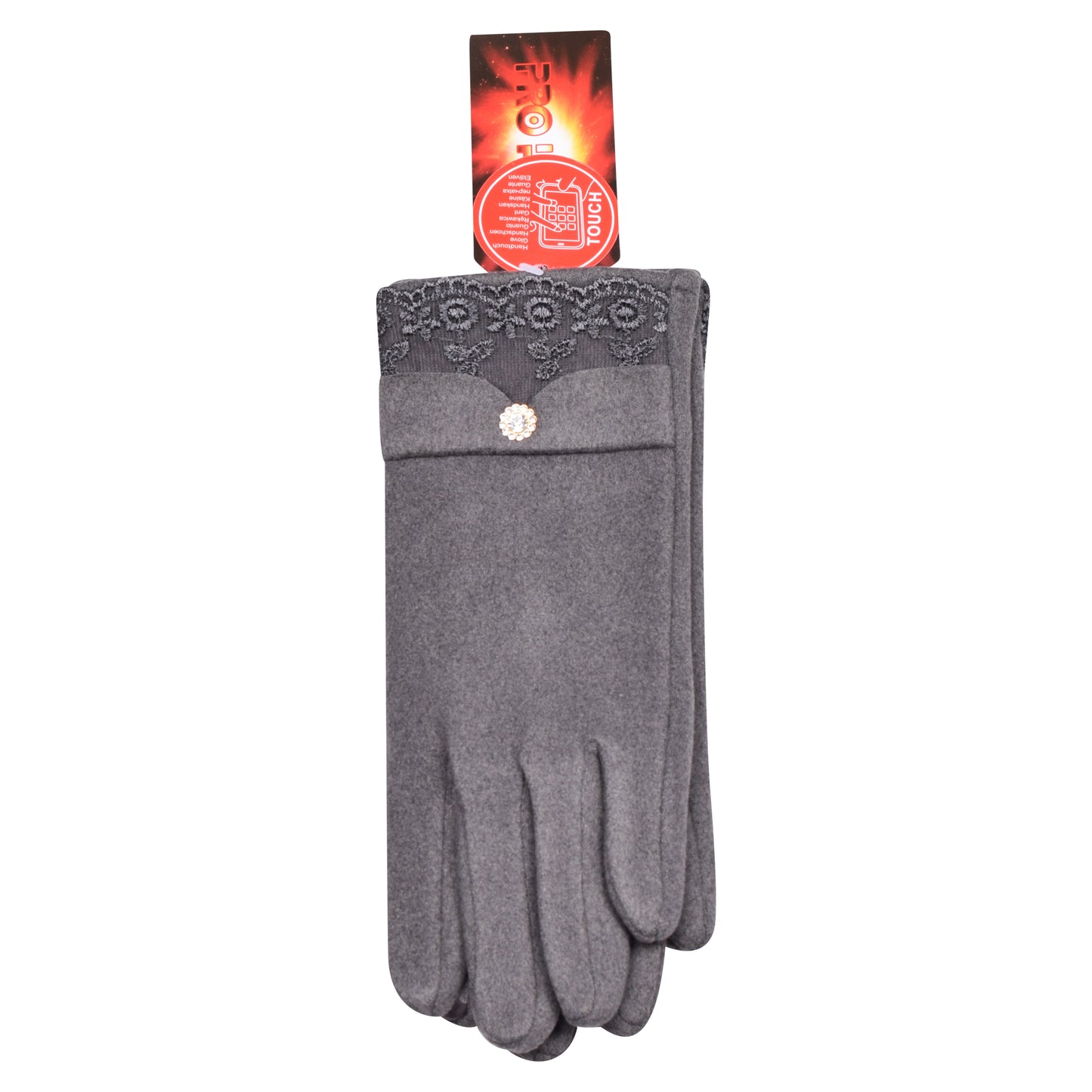 Ladies Cotton Laced Elegance Touchscreen Gloves - Assorted (12 Pairs)