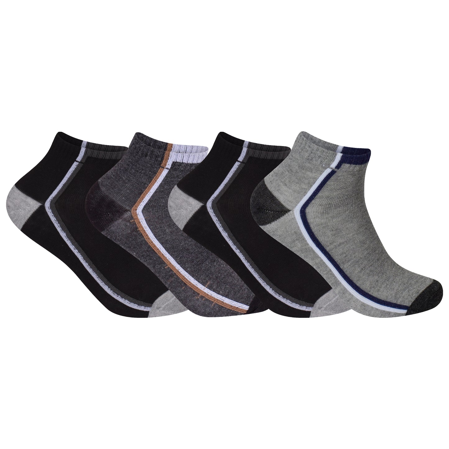 Mens Trainer Socks - Mid Stripes (12 Pairs)
