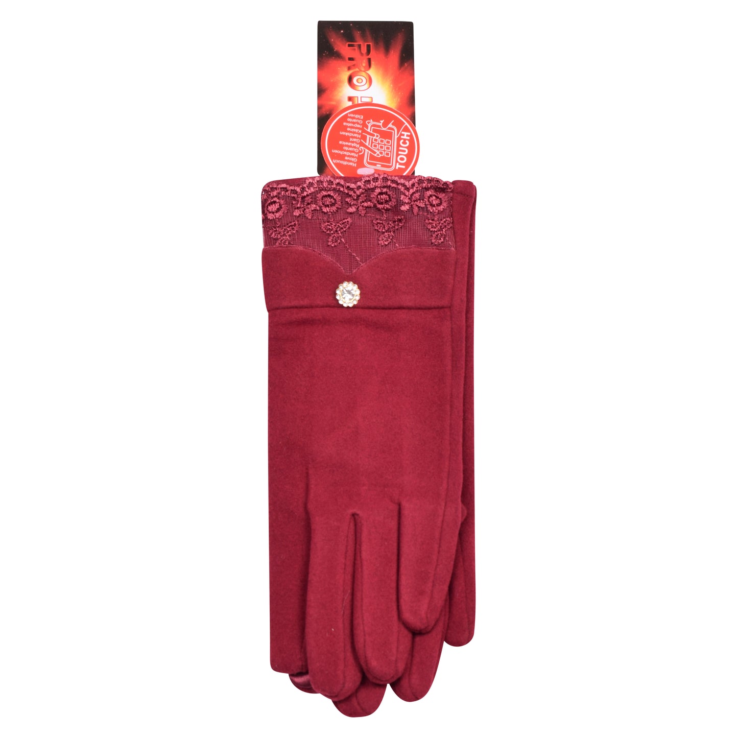 Ladies Cotton Laced Elegance Touchscreen Gloves - Assorted (12 Pairs)