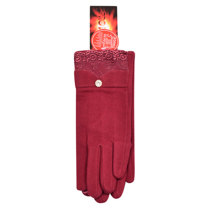 Ladies Cotton Laced Elegance Touchscreen Gloves - Assorted (12 Pairs)