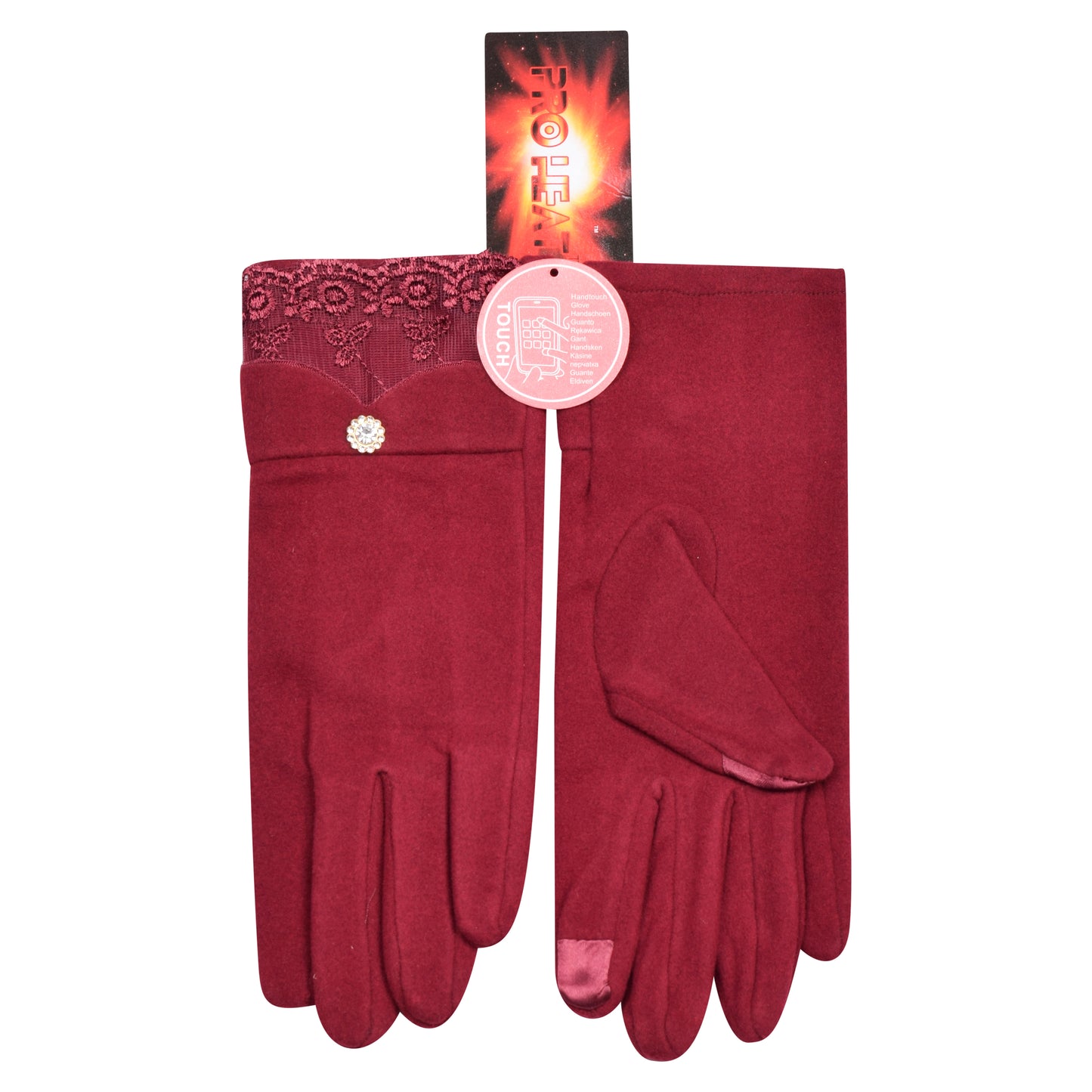 Ladies Cotton Laced Elegance Touchscreen Gloves - Assorted (12 Pairs)