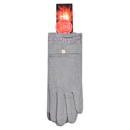 Ladies Cotton Laced Elegance Touchscreen Gloves - Assorted (12 Pairs)