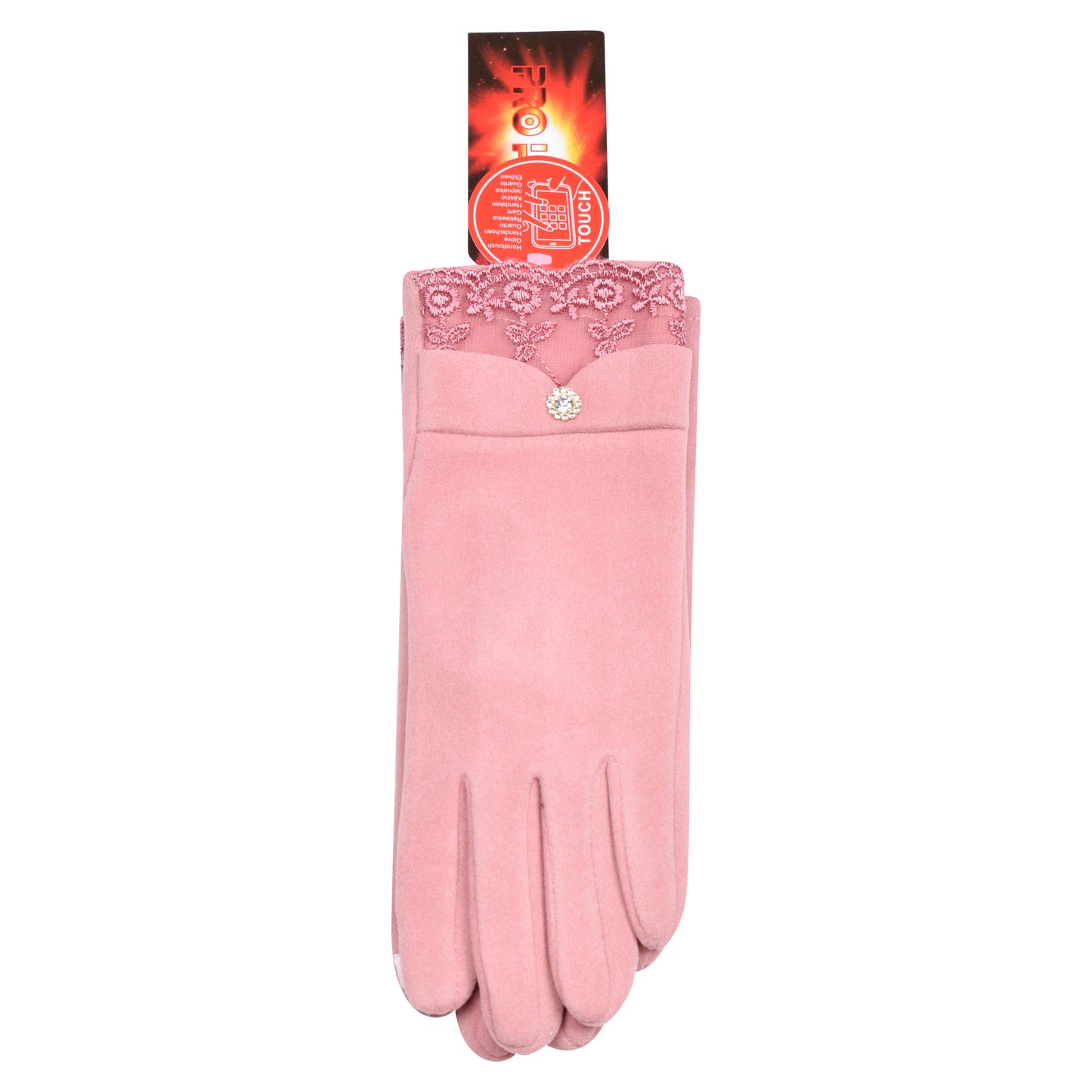 Ladies Cotton Laced Elegance Touchscreen Gloves - Assorted (12 Pairs)