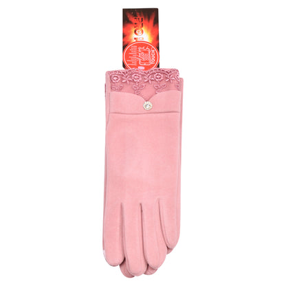 Ladies Cotton Laced Elegance Touchscreen Gloves - Assorted (12 Pairs)