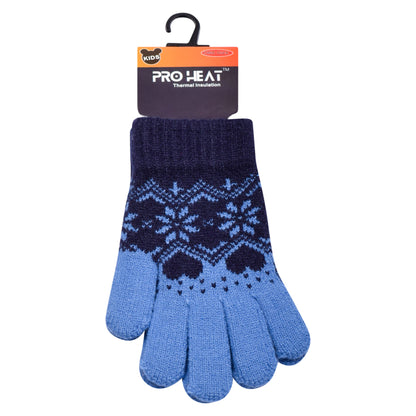 PRO HEAT™ Kids Thermal Magic Gloves - Snowflake & Hearts (Assorted Colours)