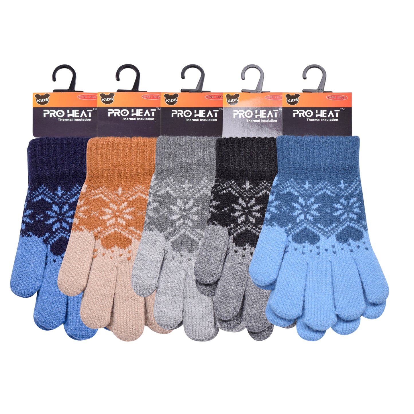 PRO HEAT™ Kids Thermal Magic Gloves - Snowflake & Hearts (Assorted Colours)