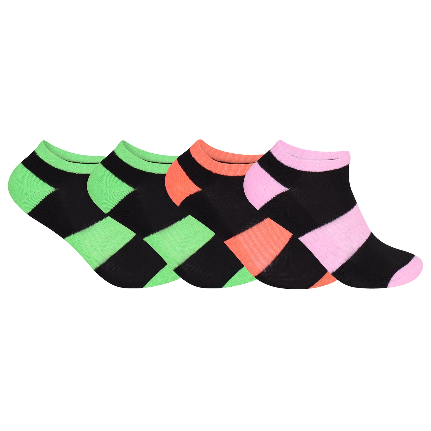 Ladies Cushioned Trainer Socks - Black/Assorted (12 Pairs)