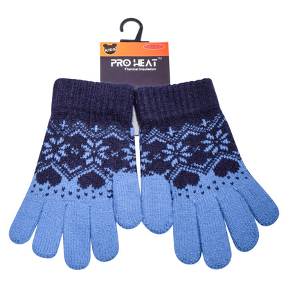 PRO HEAT™ Kids Thermal Magic Gloves - Snowflake & Hearts (Assorted Colours)