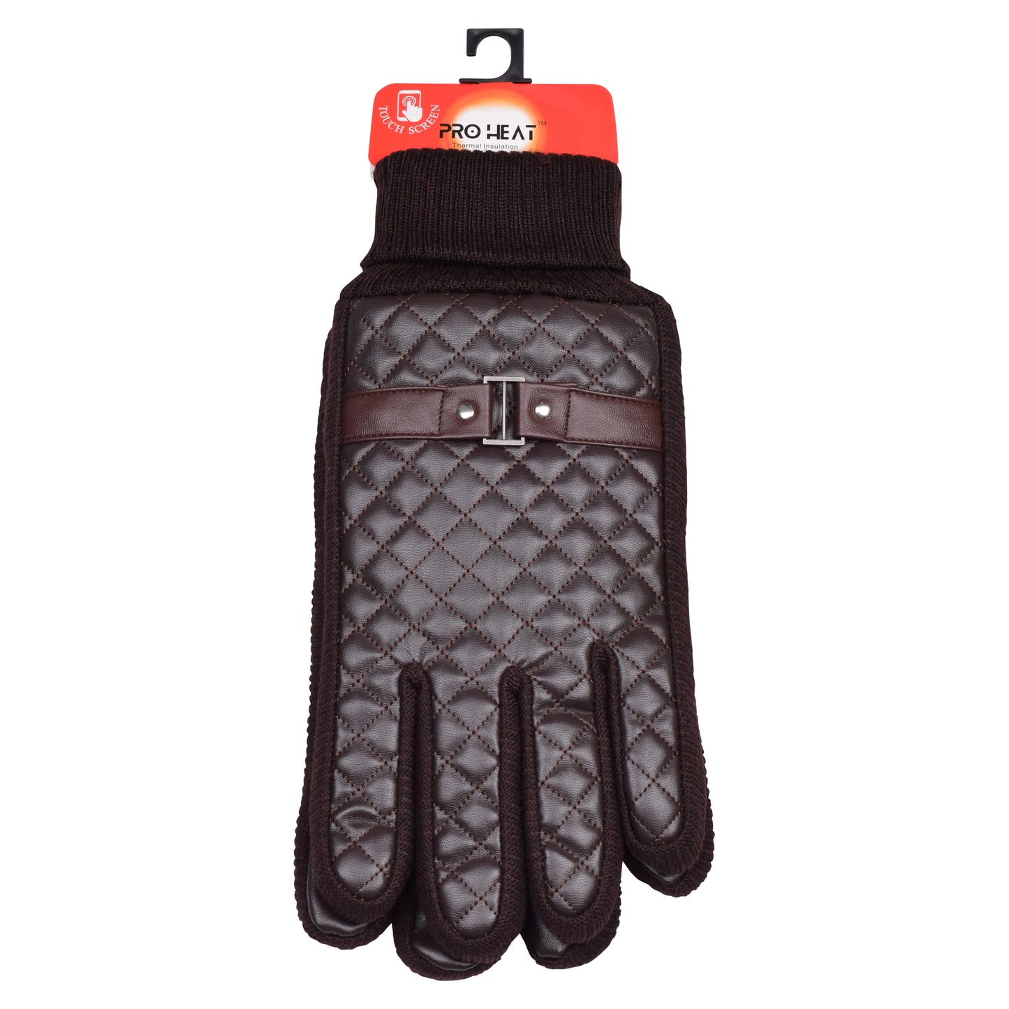 Mens Quilted Faux Leather Touchscreen Gloves (12 Pairs)