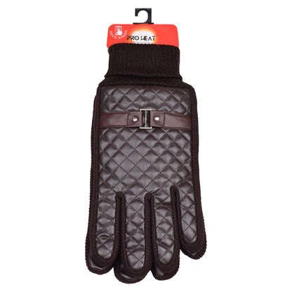 Mens Quilted Faux Leather Touchscreen Gloves (12 Pairs)