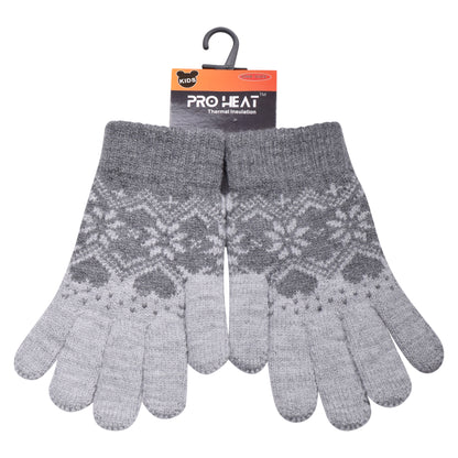PRO HEAT™ Kids Thermal Magic Gloves - Snowflake & Hearts (Assorted Colours)