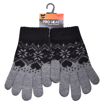 PRO HEAT™ Kids Thermal Magic Gloves - Snowflake & Hearts (Assorted Colours)