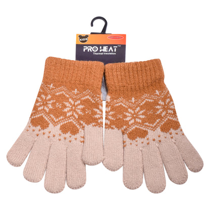 PRO HEAT™ Kids Thermal Magic Gloves - Snowflake & Hearts (Assorted Colours)