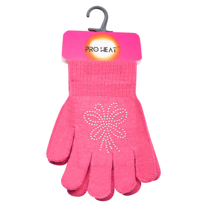 PRO HEAT™ Kids Thermal Magic Gloves - Rhinestones Butterflies (Assorted Colours)