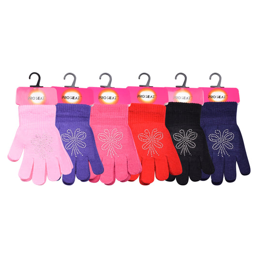 PRO HEAT™ Kids Thermal Magic Gloves - Rhinestones Butterflies (Assorted Colours)