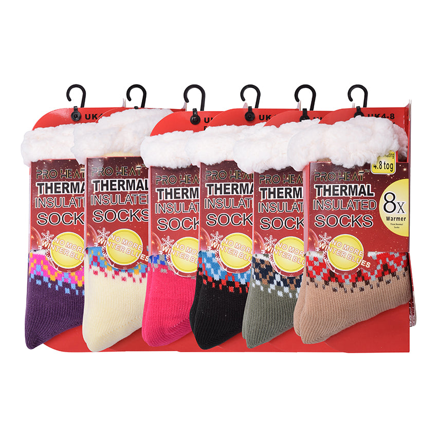 Ladies 4.8 TOG Cosy Slipper Socks - Colourful Nordic Pattern