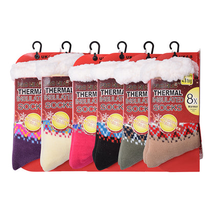 Ladies 4.8 TOG Cosy Slipper Socks - Colourful Nordic Pattern