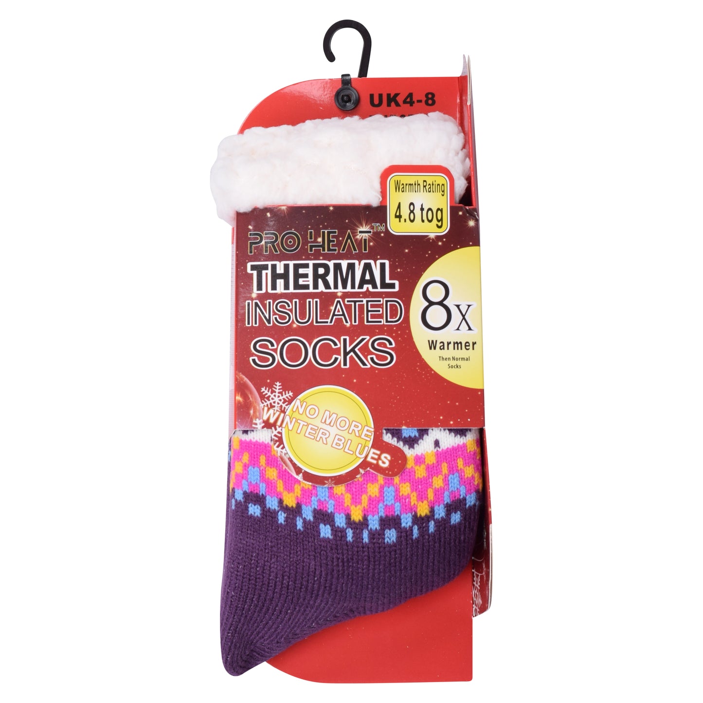Ladies 4.8 TOG Cosy Slipper Socks - Colourful Nordic Pattern