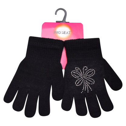 PRO HEAT™ Kids Thermal Magic Gloves - Rhinestones Butterflies (Assorted Colours)