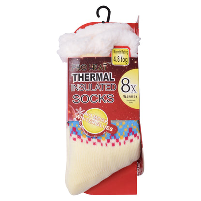 Ladies 4.8 TOG Cosy Slipper Socks - Colourful Nordic Pattern