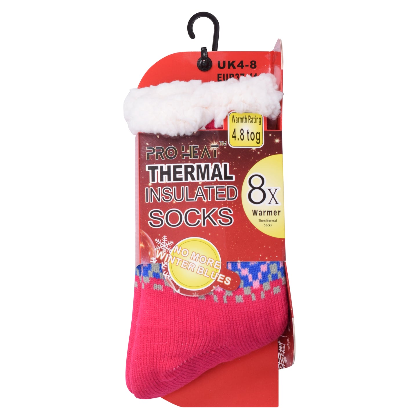 Ladies 4.8 TOG Cosy Slipper Socks - Colourful Nordic Pattern