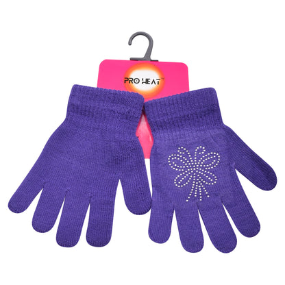 PRO HEAT™ Kids Thermal Magic Gloves - Rhinestones Butterflies (Assorted Colours)