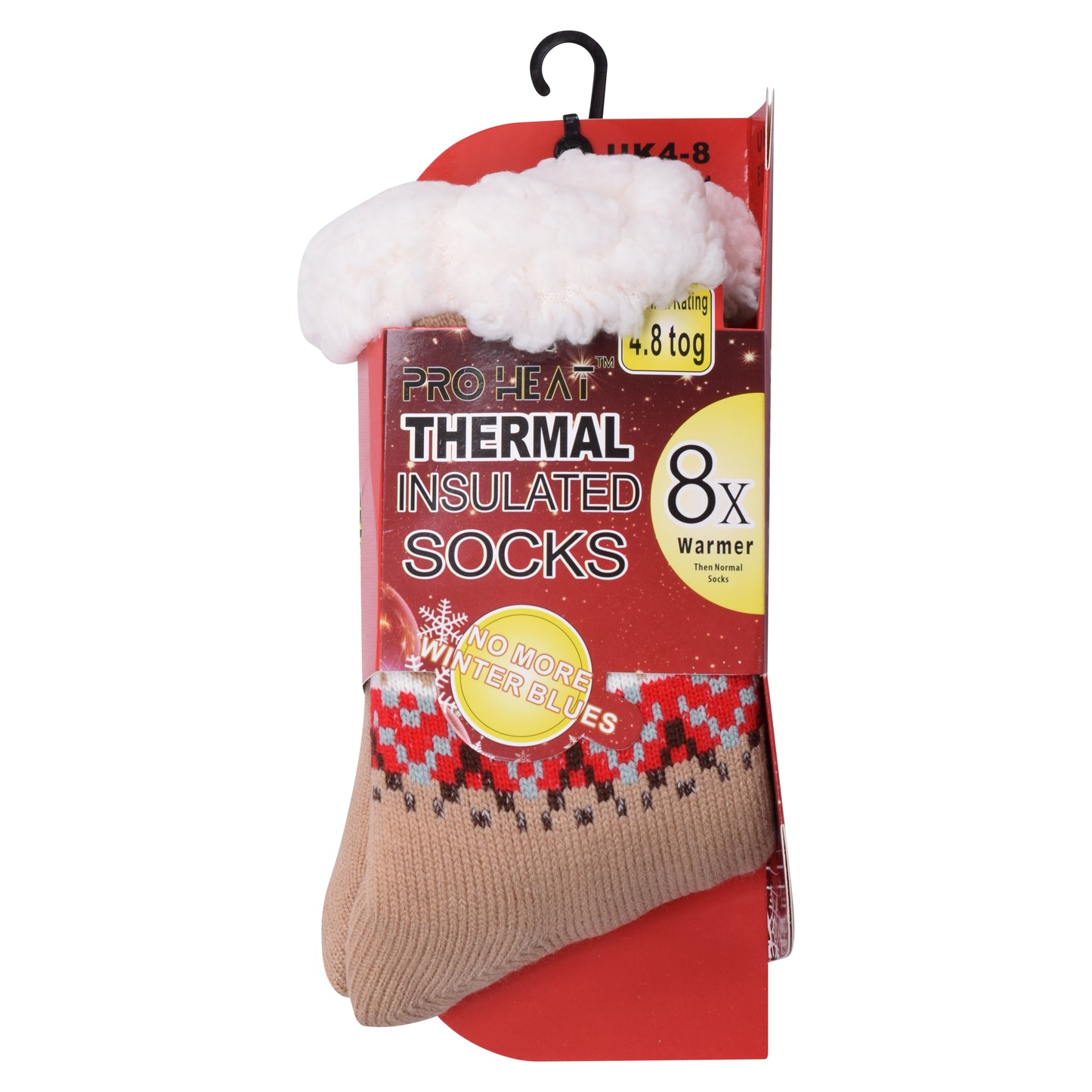 Ladies 4.8 TOG Cosy Slipper Socks - Colourful Nordic Pattern