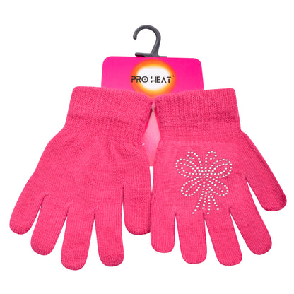PRO HEAT™ Kids Thermal Magic Gloves - Rhinestones Butterflies (Assorted Colours)