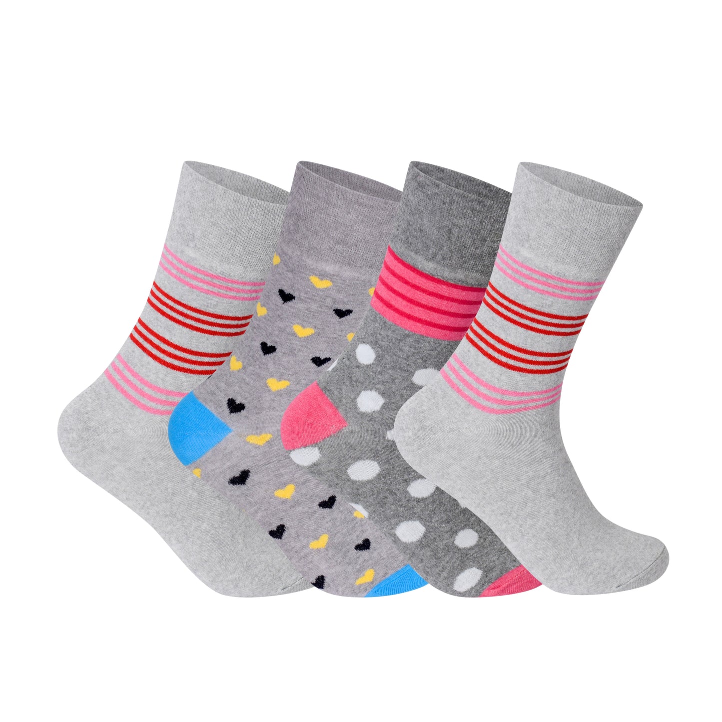 Ladies Non Elastic Diabetic Socks - Grey Patterned (12 Pairs)