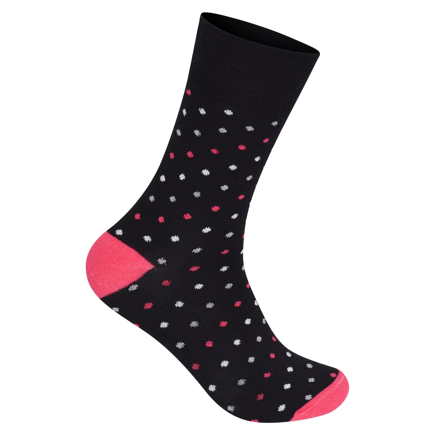 Ladies Non Elastic Diabetic Socks - Black Polka Dot (12 Pairs)
