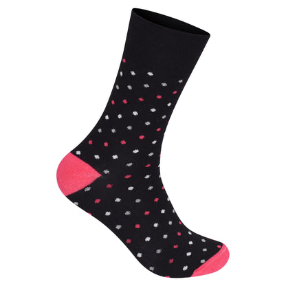 Ladies Non Elastic Diabetic Socks - Black Polka Dot (12 Pairs)
