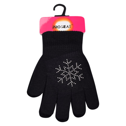 PRO HEAT™ Kids Thermal Magic Gloves - Rhinestone Snowflake (Assorted Colours)