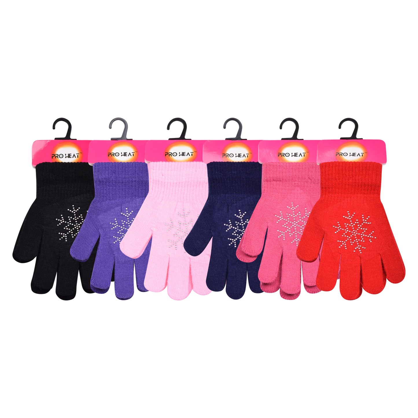 PRO HEAT™ Kids Thermal Magic Gloves - Rhinestone Snowflake (Assorted Colours)