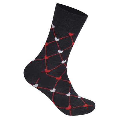 Ladies Non Elastic Diabetic Socks - Connected Hearts Pattern (12 Pairs)