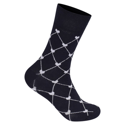 Ladies Non Elastic Diabetic Socks - Connected Hearts Pattern (12 Pairs)