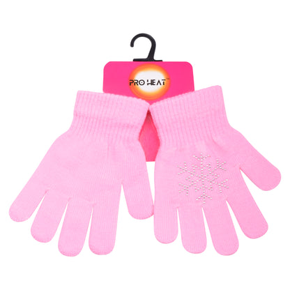 PRO HEAT™ Kids Thermal Magic Gloves - Rhinestone Snowflake (Assorted Colours)